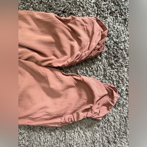 Pink rose boho mauve ruched ankle flowy high rise crop pants joggers women’s M - Picture 6 of 16